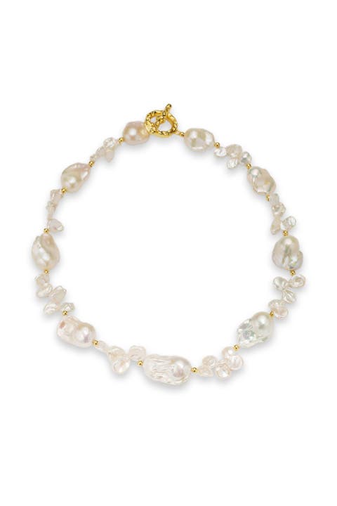 Natasha Freshwater Petal & Baroque Pearl Beaded Necklace