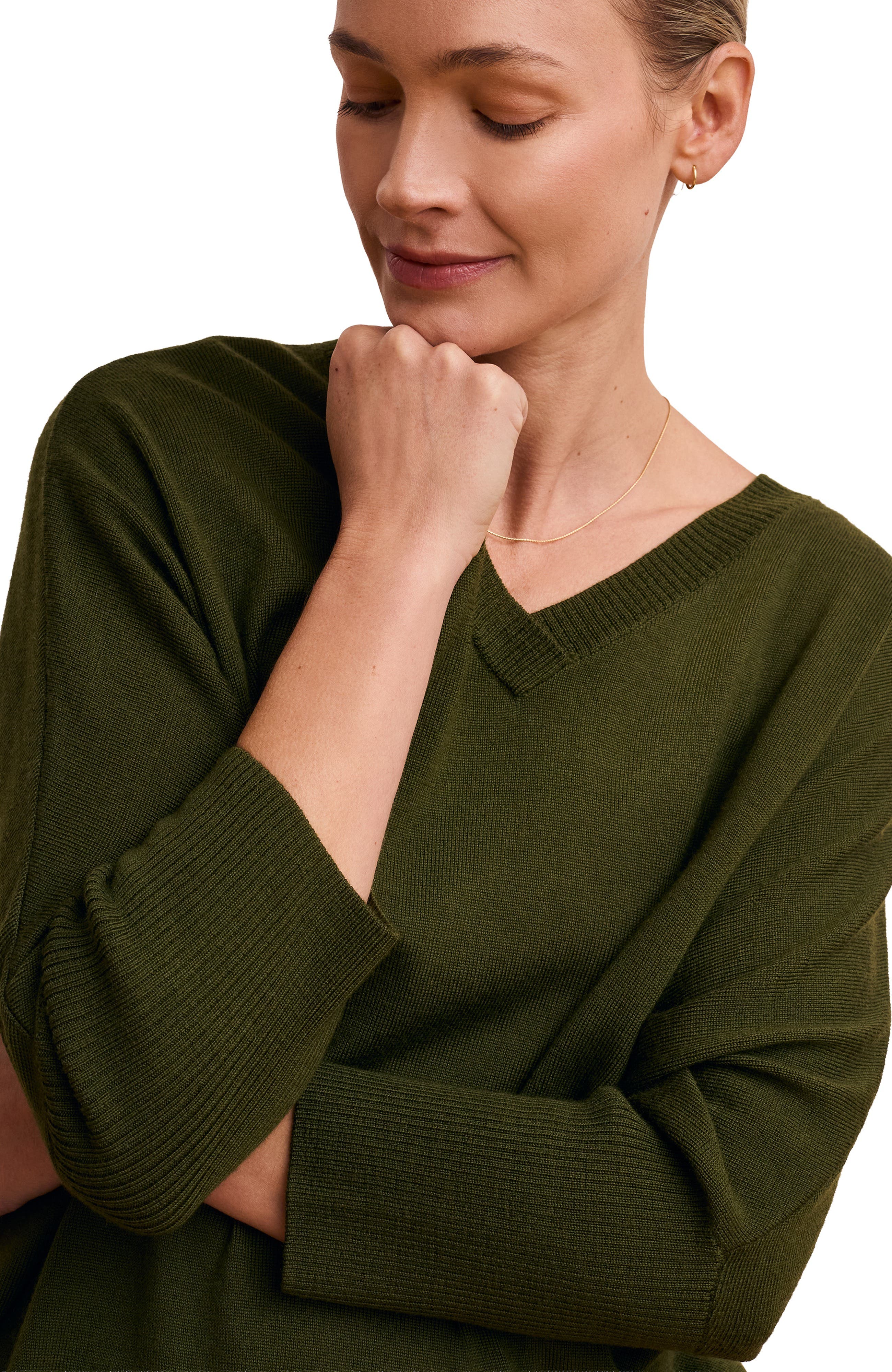 Slouchy V-Neck Pure Wool Jumper - image 2