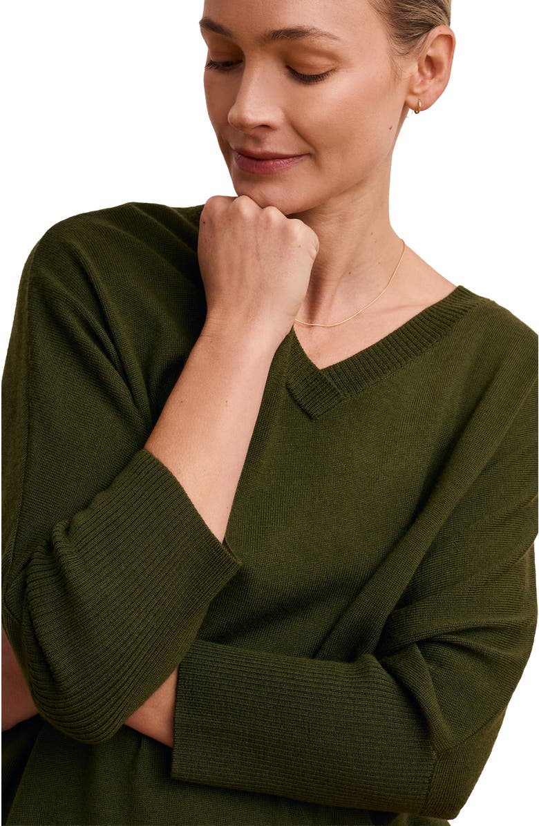 Celtic & Co. Slouchy V-Neck Pure Wool Jumper, Alternate, color, Olive