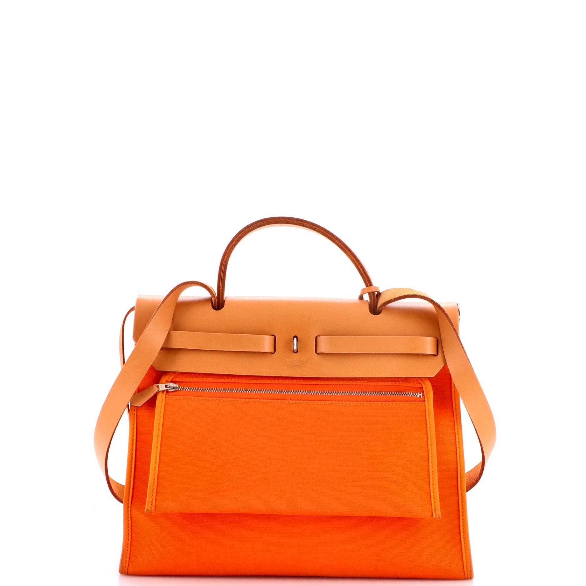 Herbag Zip Leather and Toile 31, Alternate, color, Orange