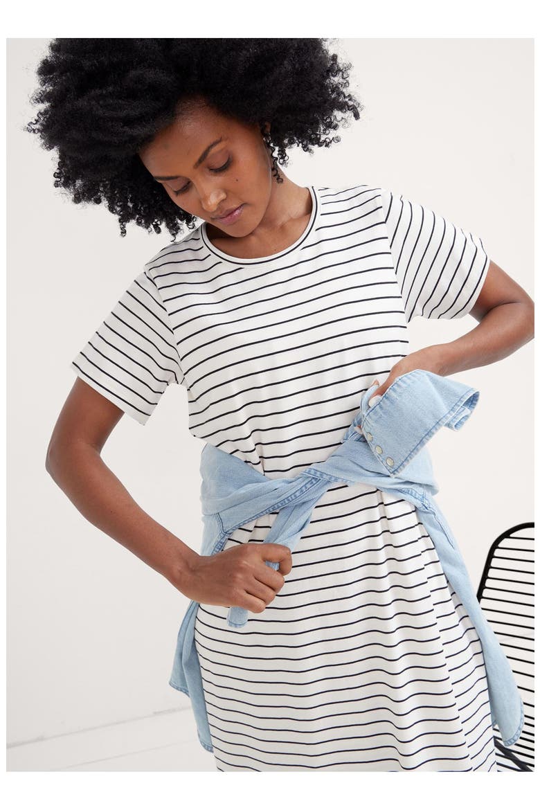 The Easygoing Nursing Maxi T-Shirt Dress, Alternate, color, BLACK/ WHITE STRIPE