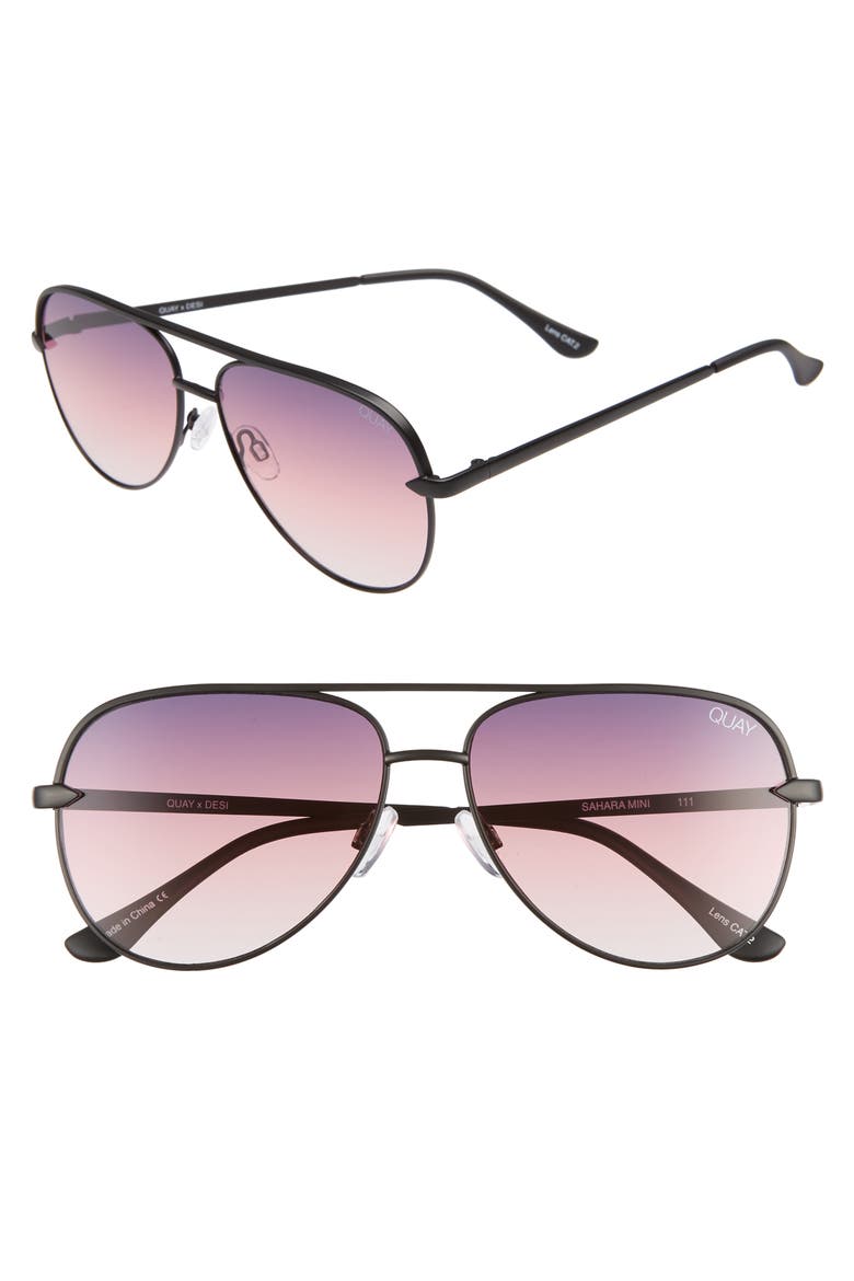 Australia x Desi Perkins Sahara Mini 52mm Aviator Sunglasses, Main, color, BLACK/ PURPLE FADE