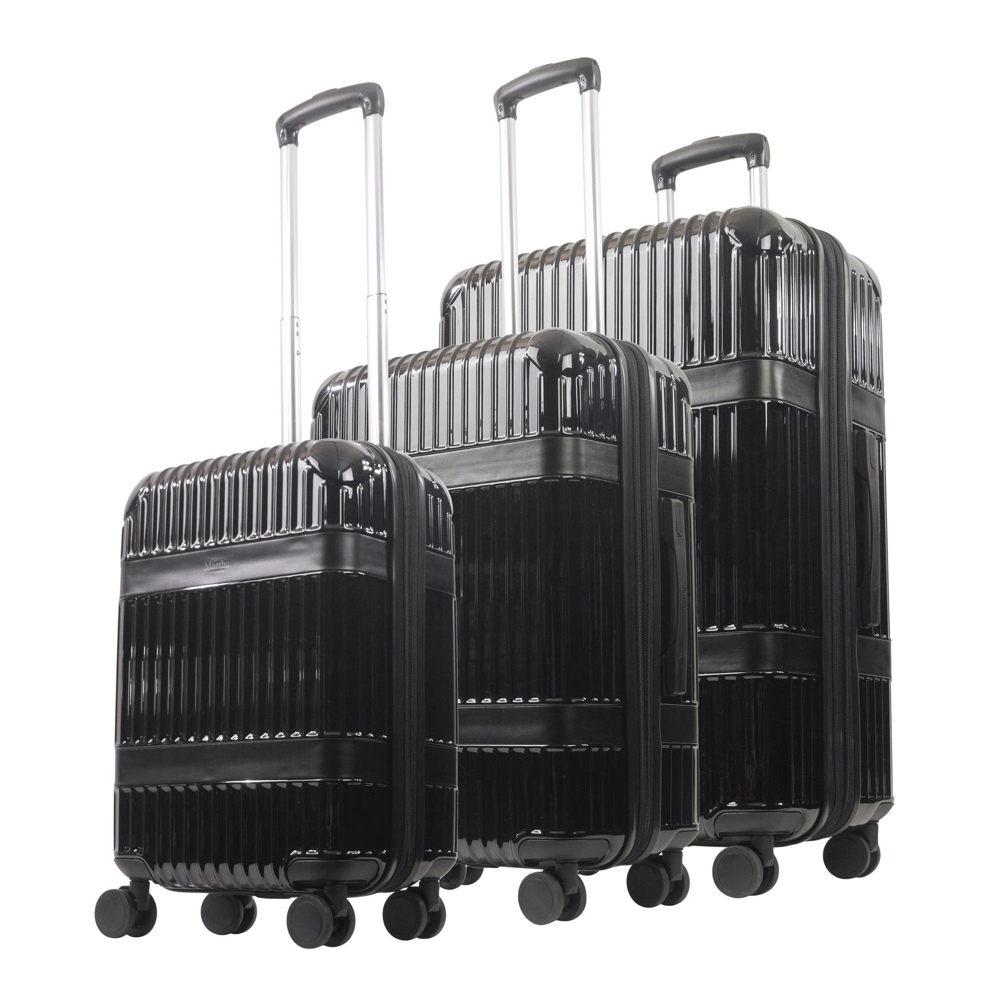 MARTHA STEWART The Bedford 3-Piece Hardcase Luggage Set, Main, color, Black