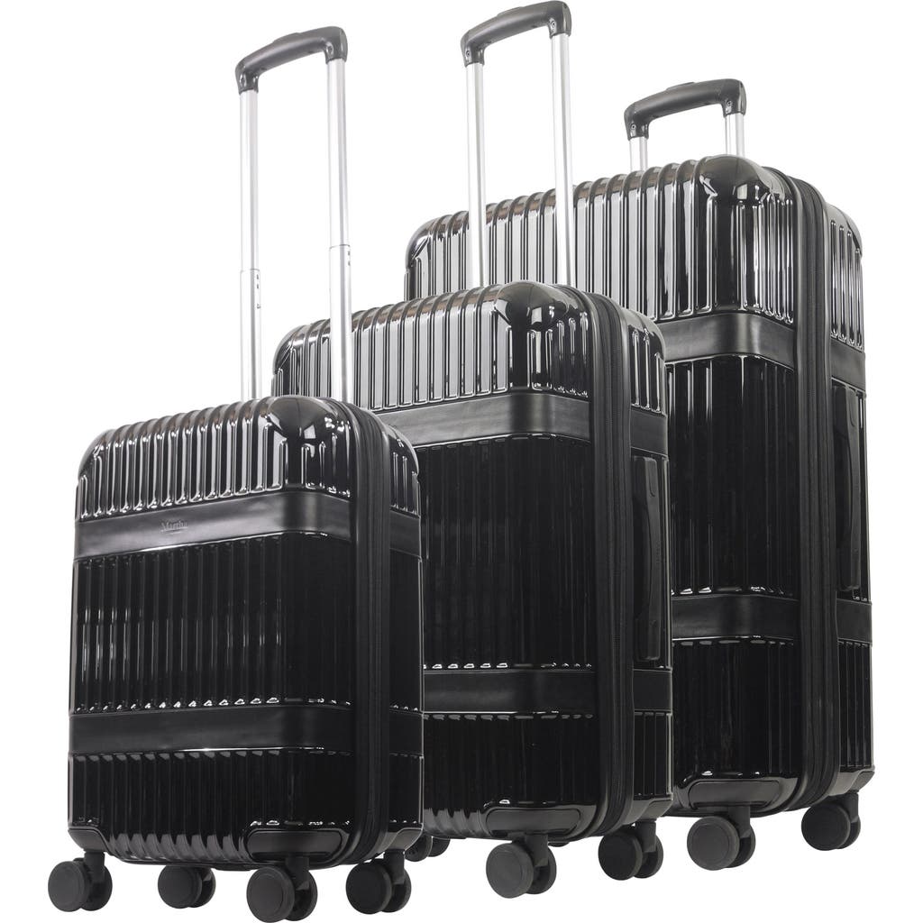 Martha Stewart The Bedford 3-piece Hardcase Luggage Set In Black