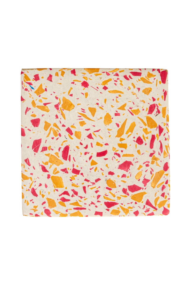 Resin Terrazzo Coasters with Jute Tie, Multicolor, Set of 4, Alternate, color, Orange