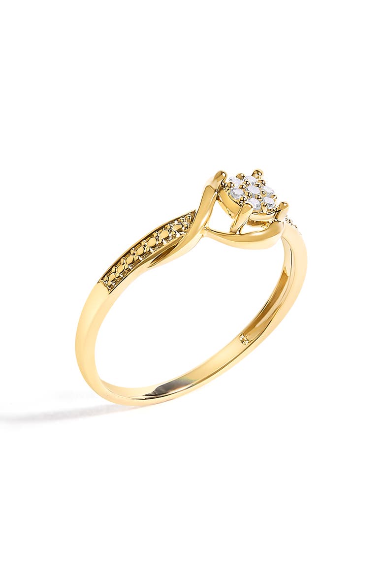 10K Yellow Gold Diamond Cluster Twisted Promise Ring, Alternate, color, Yellow Gold