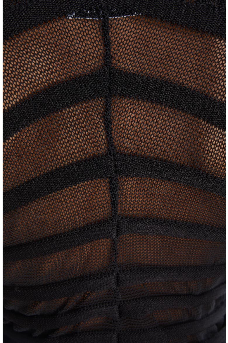 Semisheer Ruched Knit Mesh Crop Top, Alternate, color, NOIR ALAIA