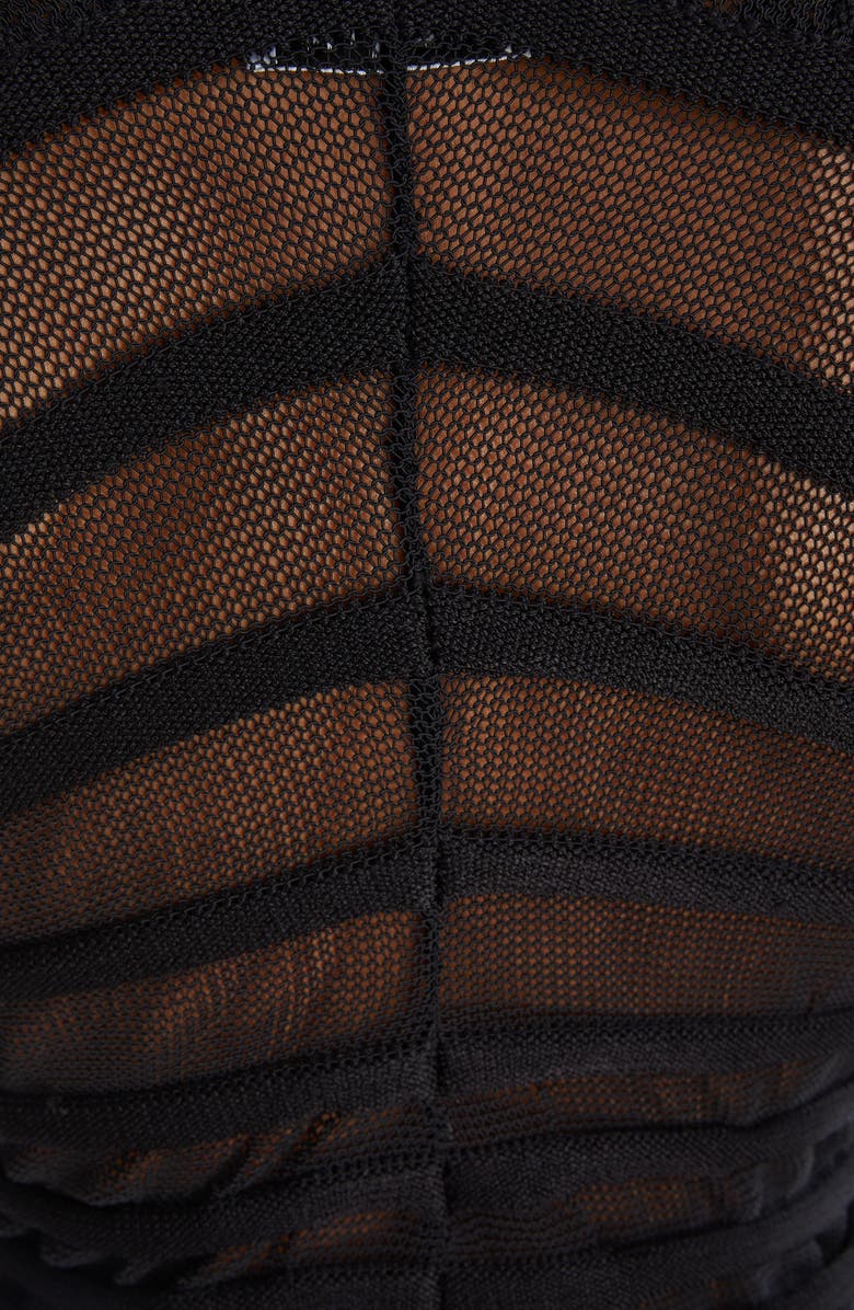 Alaïa Semisheer Ruched Knit Mesh Crop Top, Alternate, color,