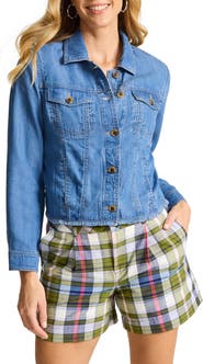 Tommy Bahama Fray Hem Chambray Crop Jacket