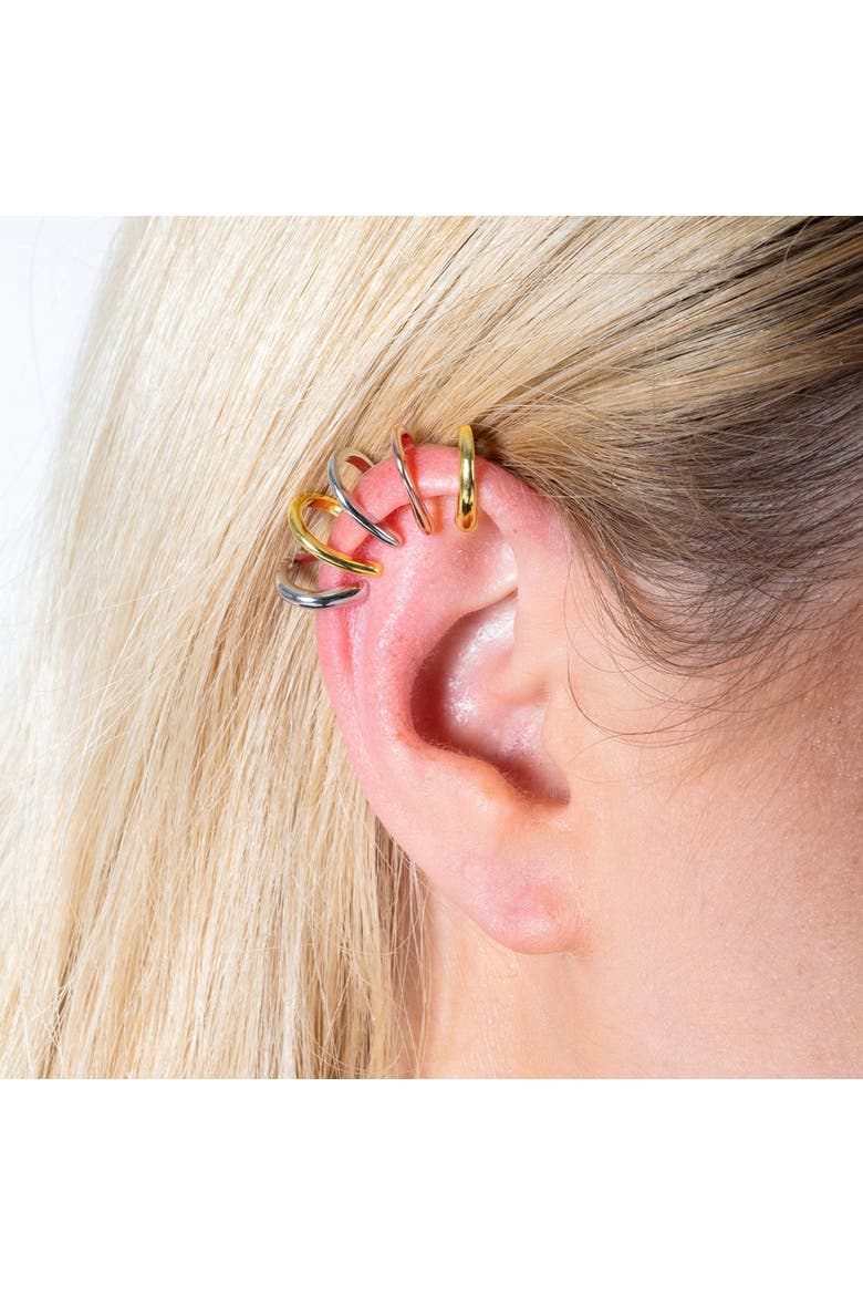 Waterfall High Ear Multi Colour Cuff, Alternate, color, Sterling Silver