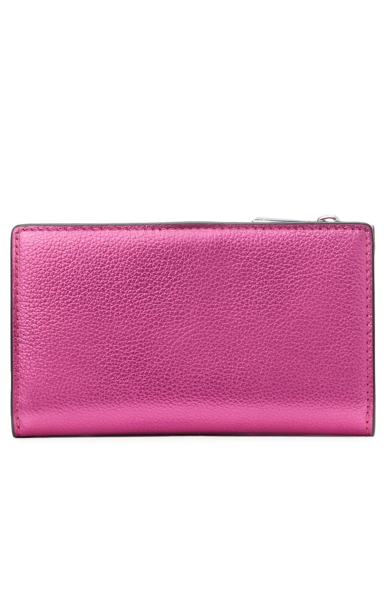Kate Spade New York morgan bow metallic pebble leather bifold wallet, Alternate, color,