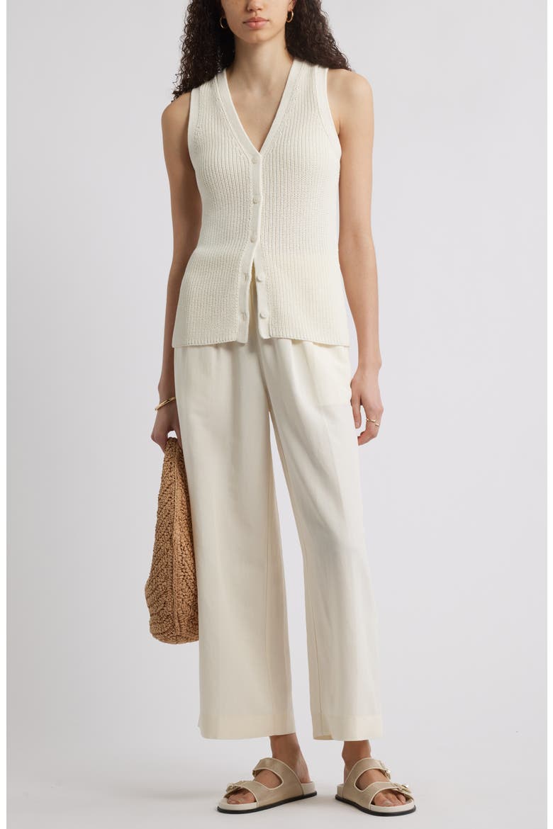 Button Front Cotton Blend Sweater Vest, Alternate, color, IVORY TOFU