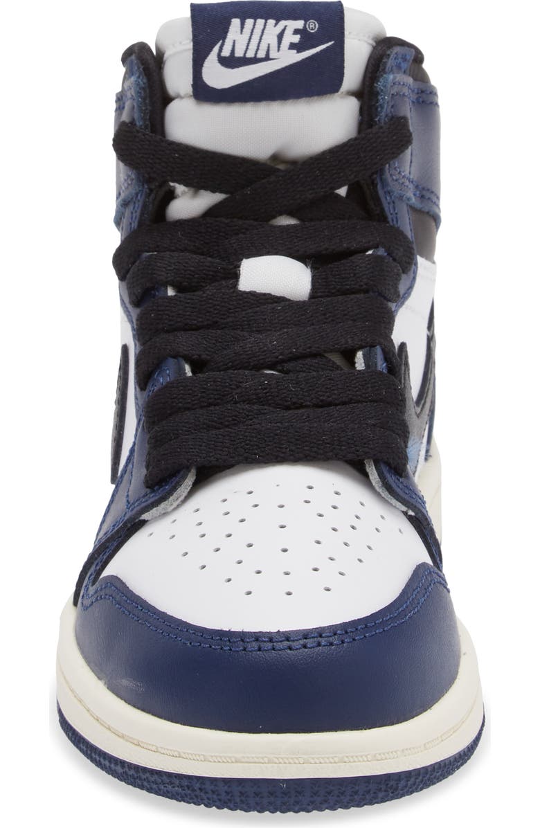 Jordan Kids' Air Jordan 1 Retro High OG Basketball Sneaker, Alternate, color, Navy/ Black/ White/ Sail