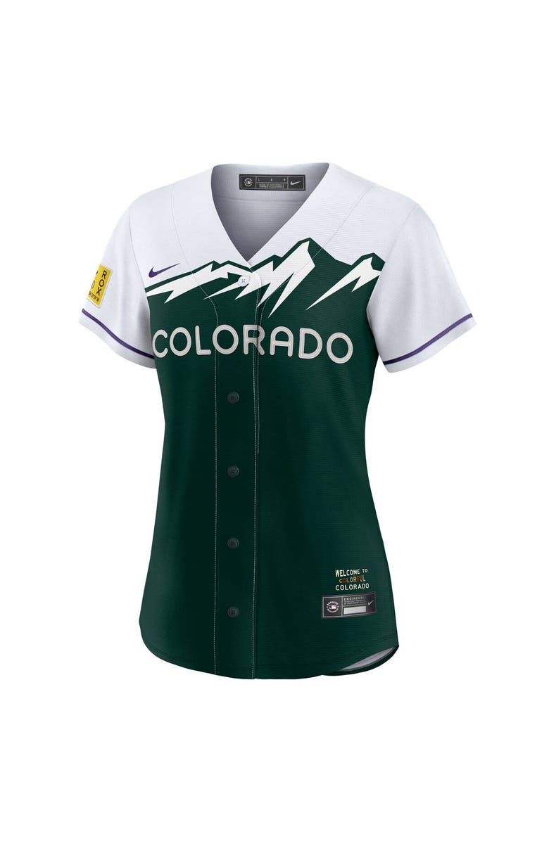 Nike Women's Nike White/Forest Green Colorado Rockies City Connect Replica Team Jersey, Alternate, color,