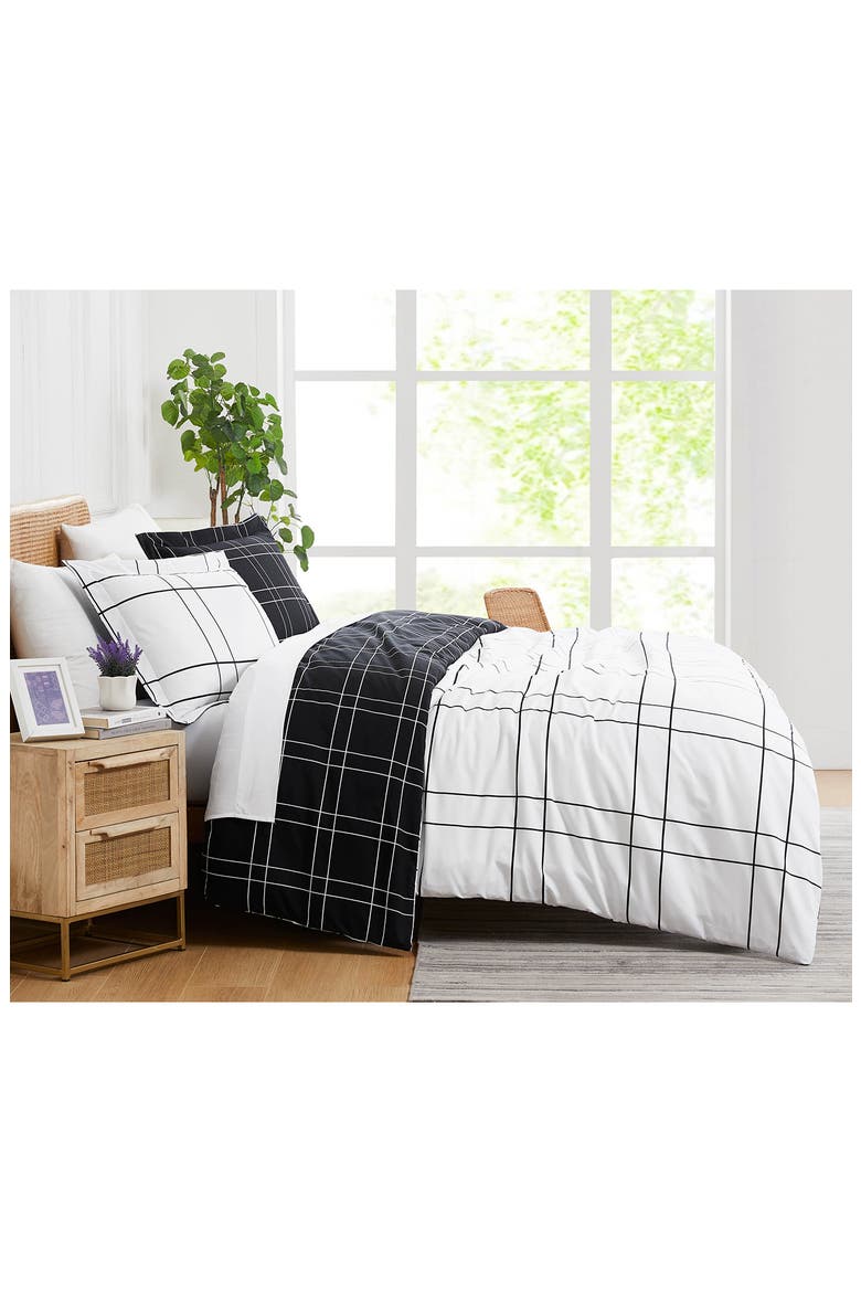 Urban Grid Oversize Duvet Cover Set, Alternate, color, BLACK