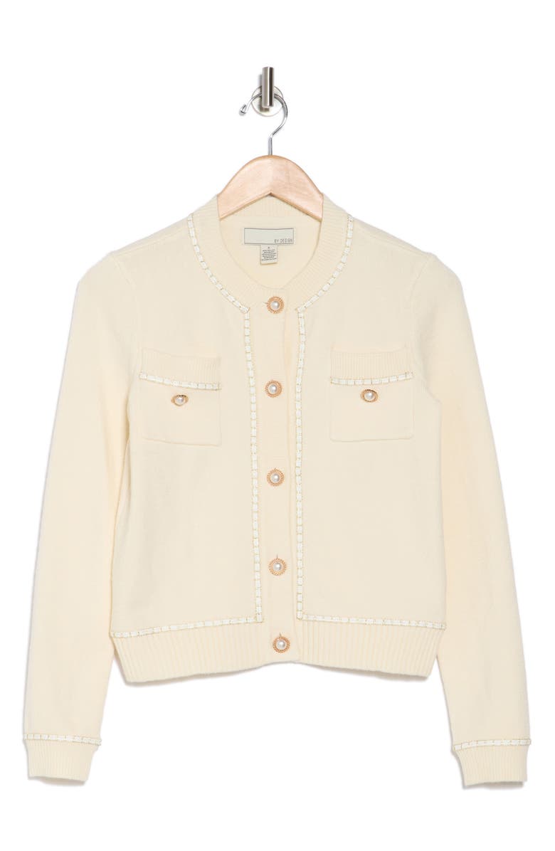 BY DESIGN Casey Faux Pearl Button Cardigan, Alternate, color, Ivory/ Ivory