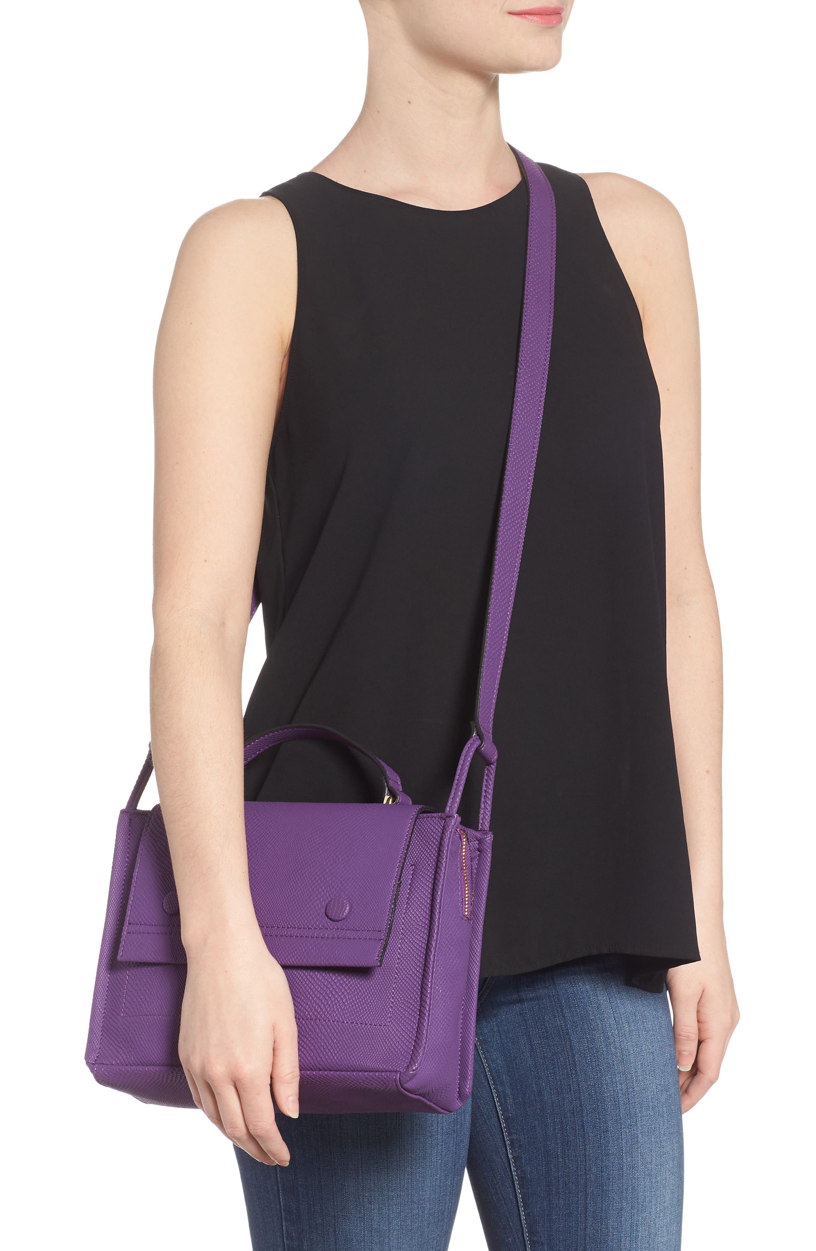 Nolan Faux Leather Crossbody Bag, Alternate, color, PURPLE SNAKE