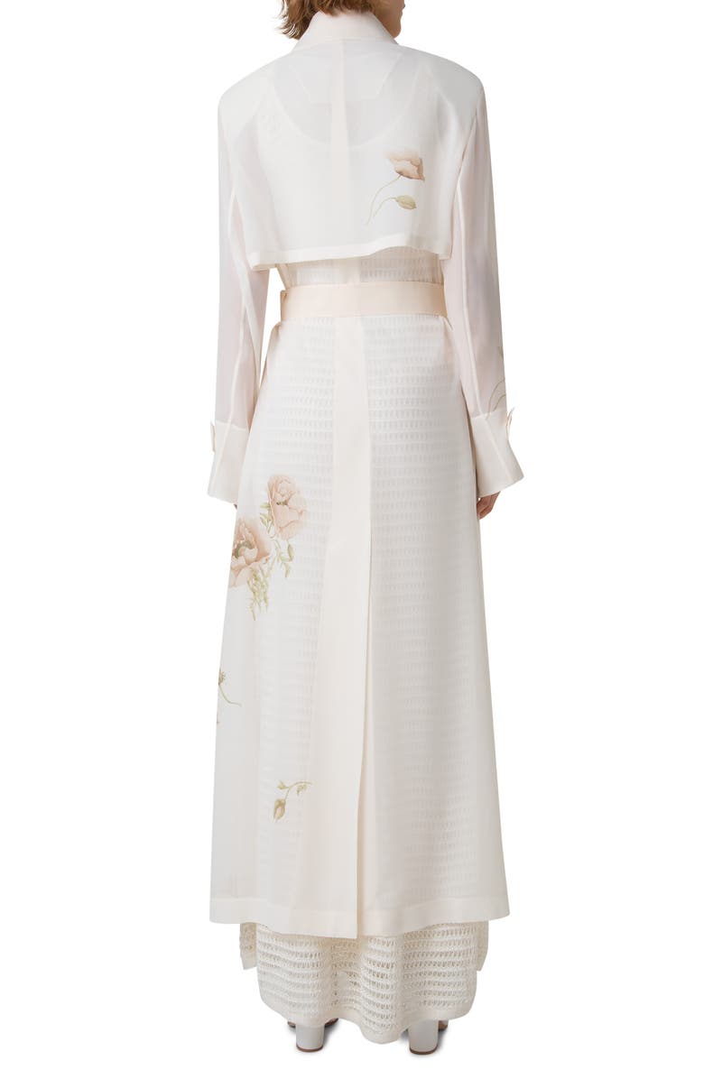 Akris Haider Silk Crepe Long Trench Coat, Alternate, color, Ecru-Greige