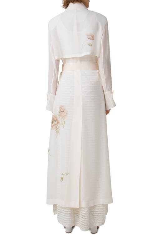Akris Haider Floral-print Silk Crepe Trench Coat In Ecru-greige