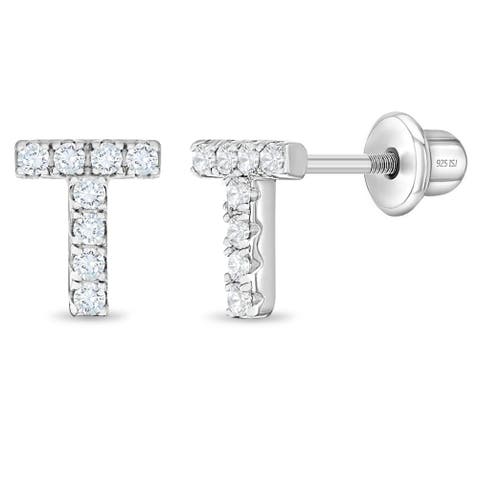 Cubic Zirconia Letter Initial Earrings