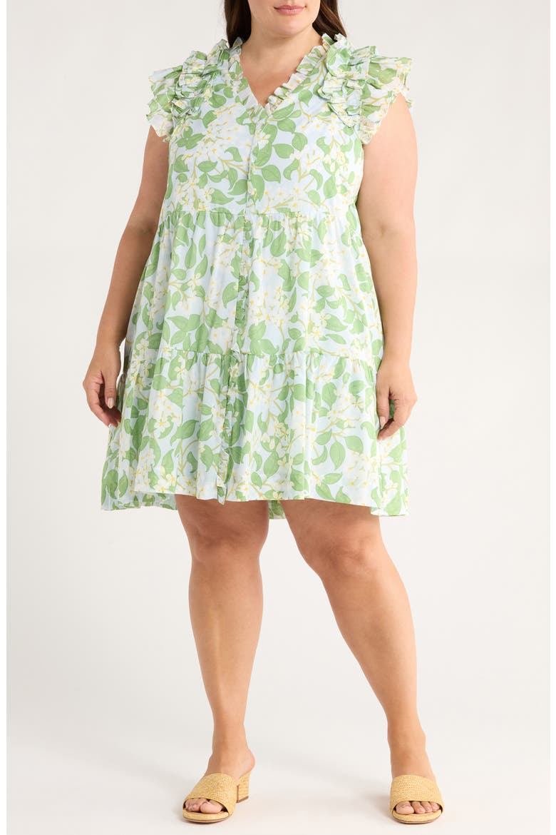 Kiany Floral Marlan Cotton Dress, Main, color, LIGHT BLUE/ GREEN