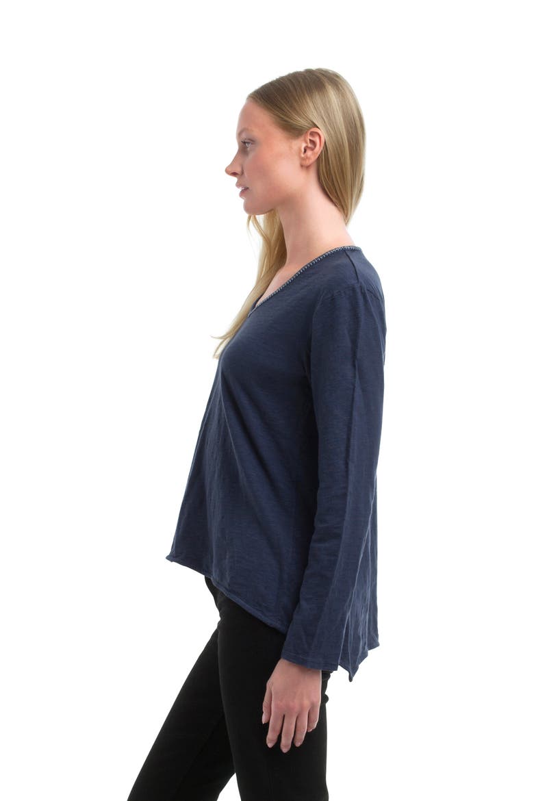 Metallic Thread V-Neck, Alternate, color, Naval Academy