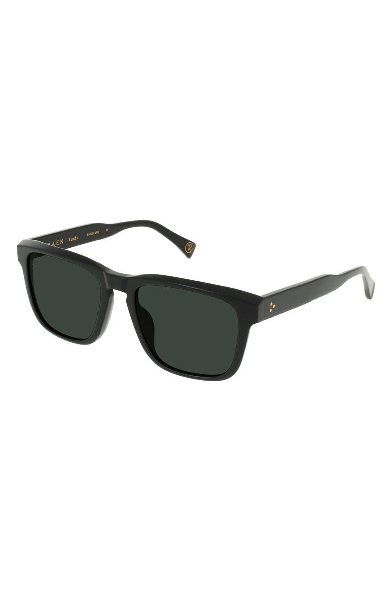 RAEN Lumis 54mm Polarized Square Sunglasses, Alternate, color, Recycled Black/ Green Polar