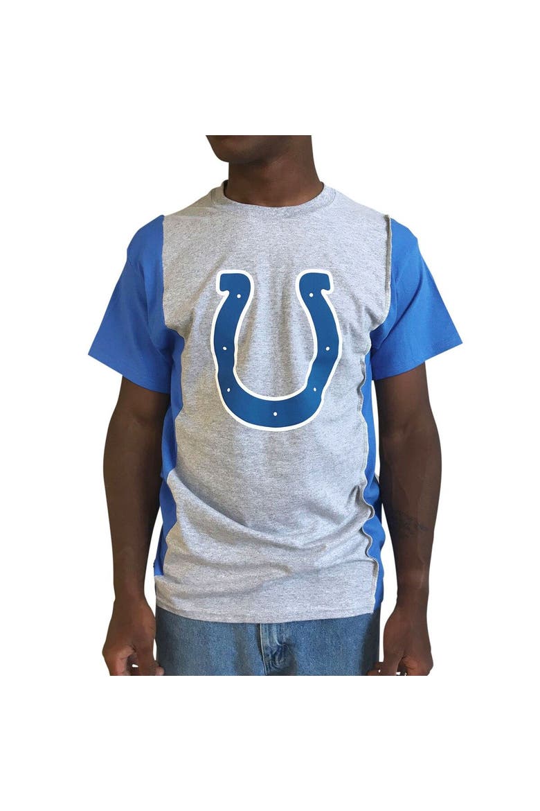 Men's Refried Apparel Gray/Royal Indianapolis Colts Sustainable Upcycled Split T-Shirt, Alternate, color, Gray