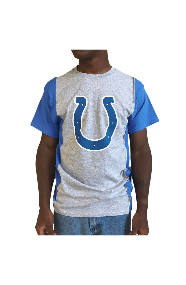 REFRIED APPAREL Men's Refried Apparel Gray/Royal Indianapolis Colts Sustainable Upcycled Split T-Shirt, Alternate, color, Gray