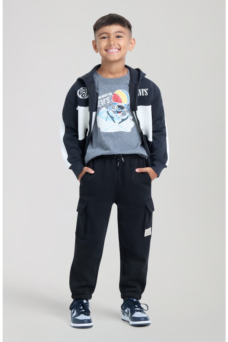 Kids' Two Horse Baggy Cargo Fleece Joggers, Alternate, color, G52JET BLA