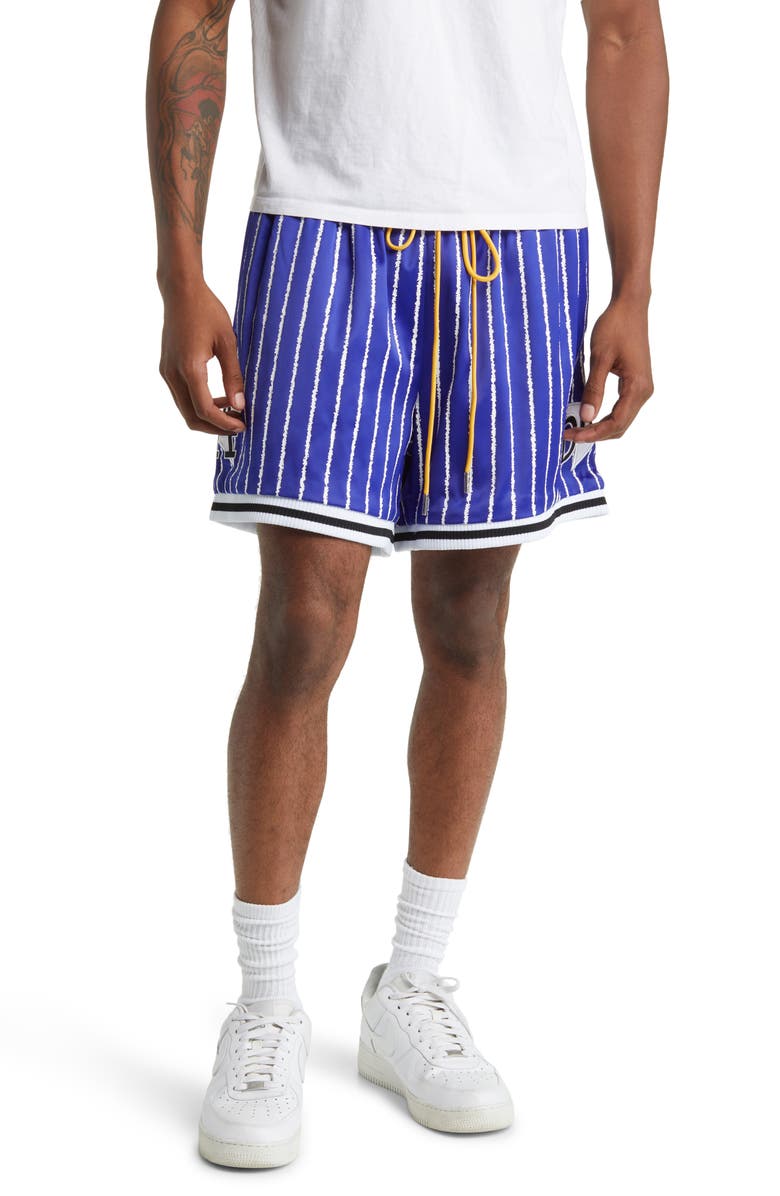 DIET STARTS MONDAY x '47 Dodgers Stripe Sateen Shorts, Main, color, 