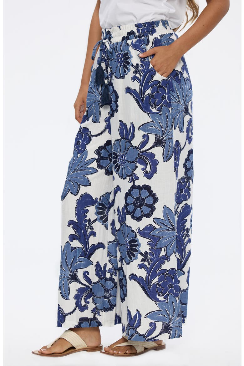 Freedom Floral Wide Leg Drawstring Pants, Alternate, color, NAVY IBIZA