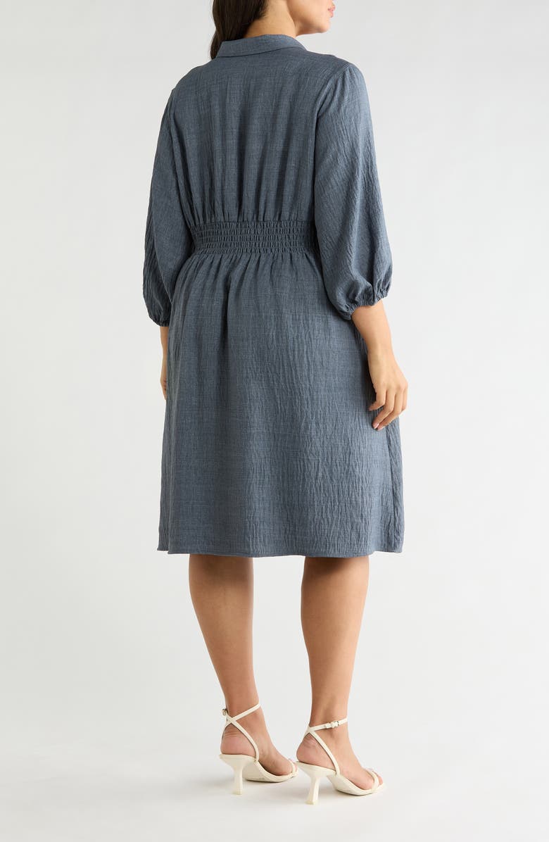 MAX STUDIO Balloon Sleeve Pleated Waist Shirtdress, Alternate, color, Heather Blue Steel