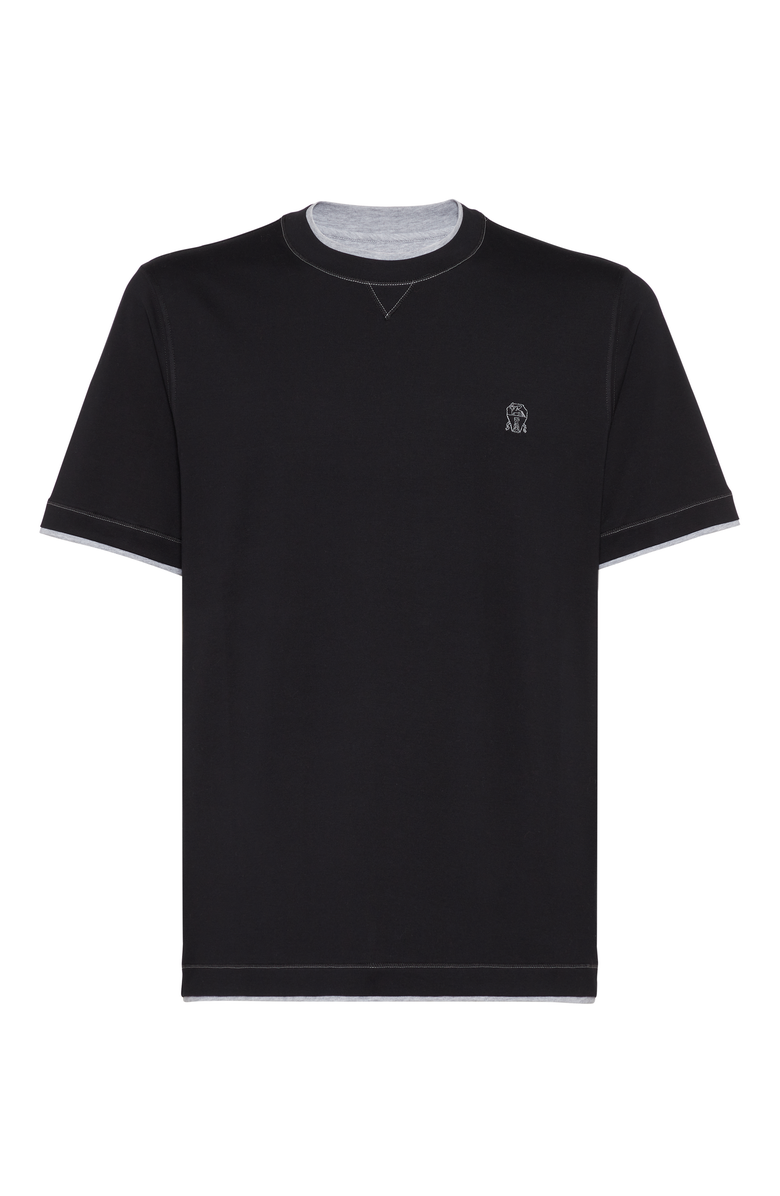 Brunello Cucinelli T-shirt with faux-layering, Main, color, 