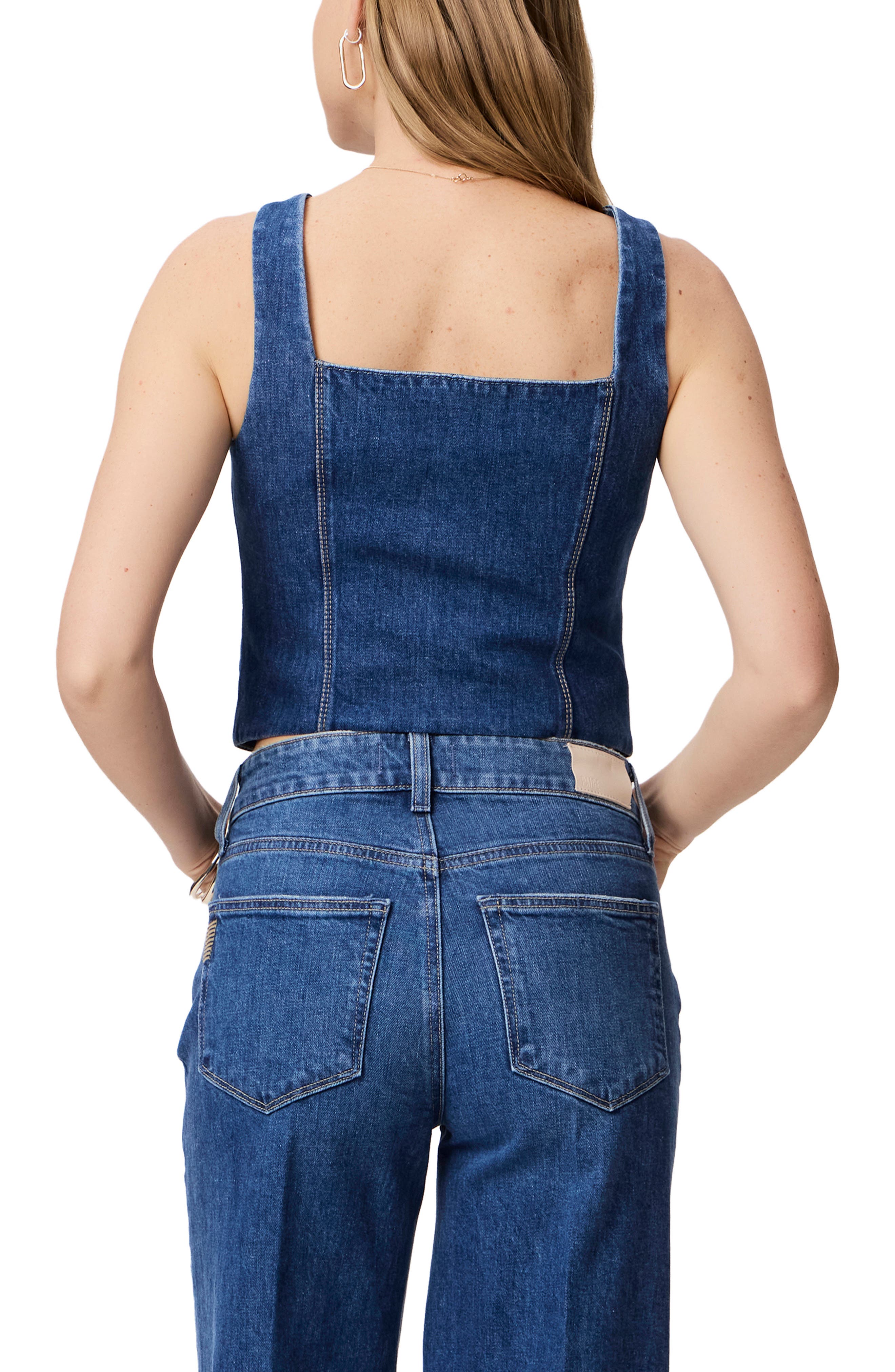 Irene Button Front Denim Top - image 2