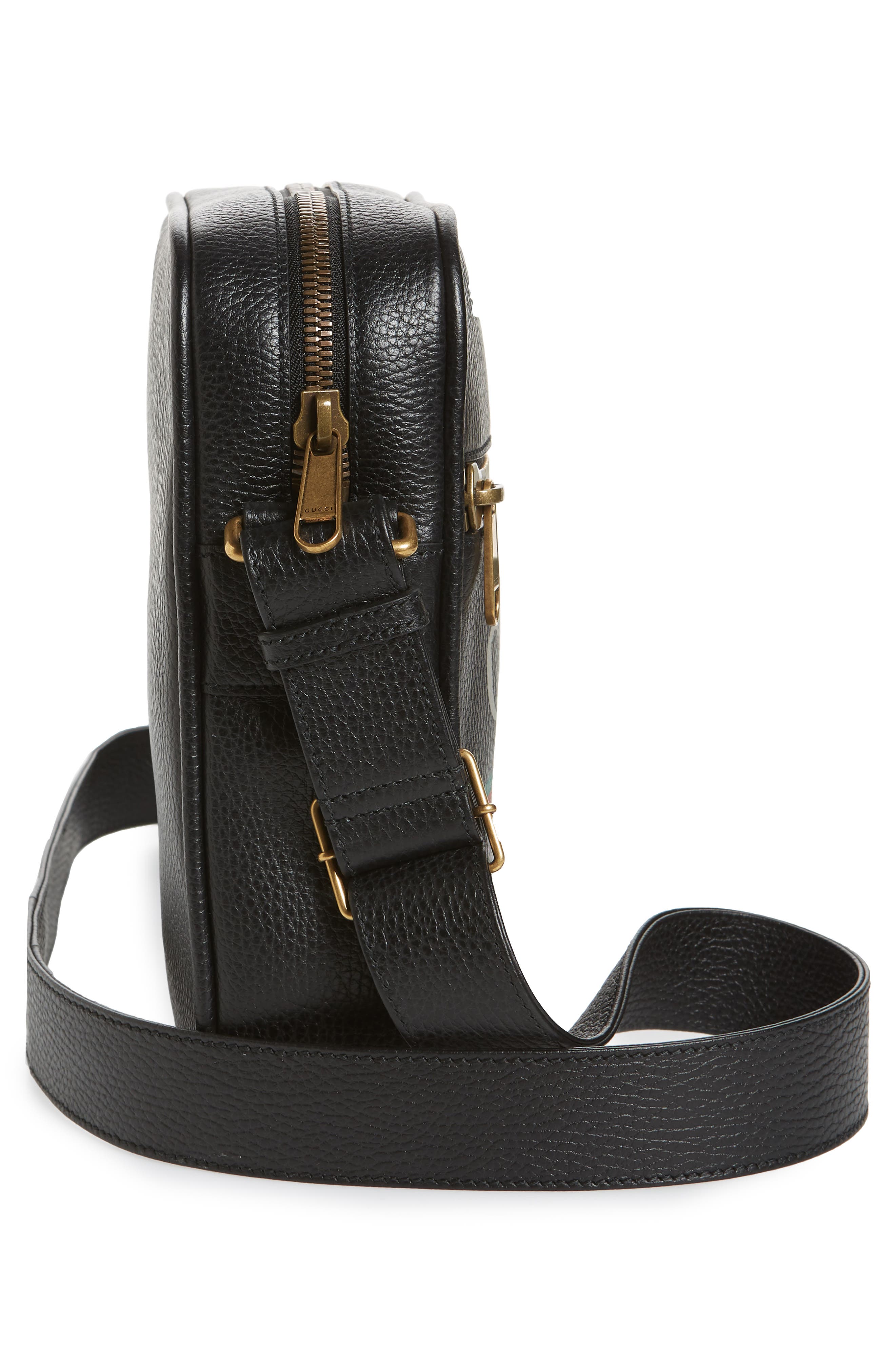 Gucci Logo Leather Messenger Bag, Alternate, color, 