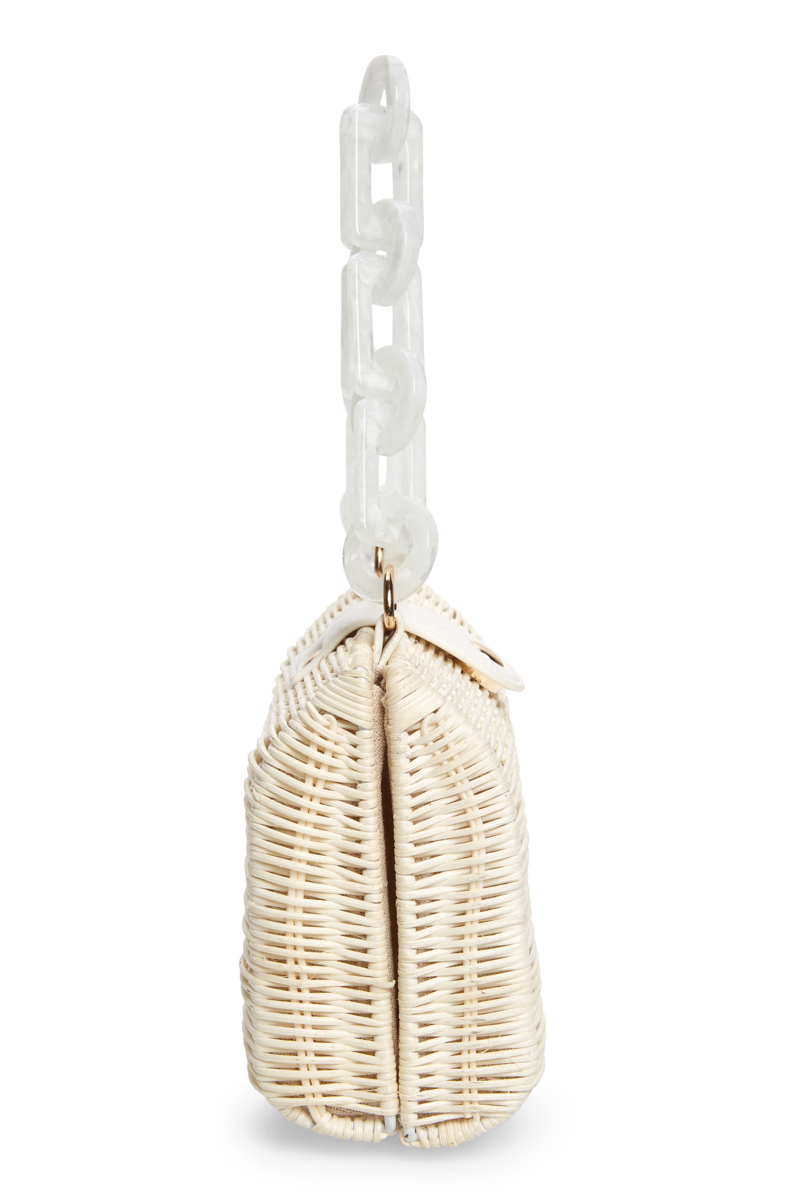 Page Wicker Clutch, Alternate, color, CREAM
