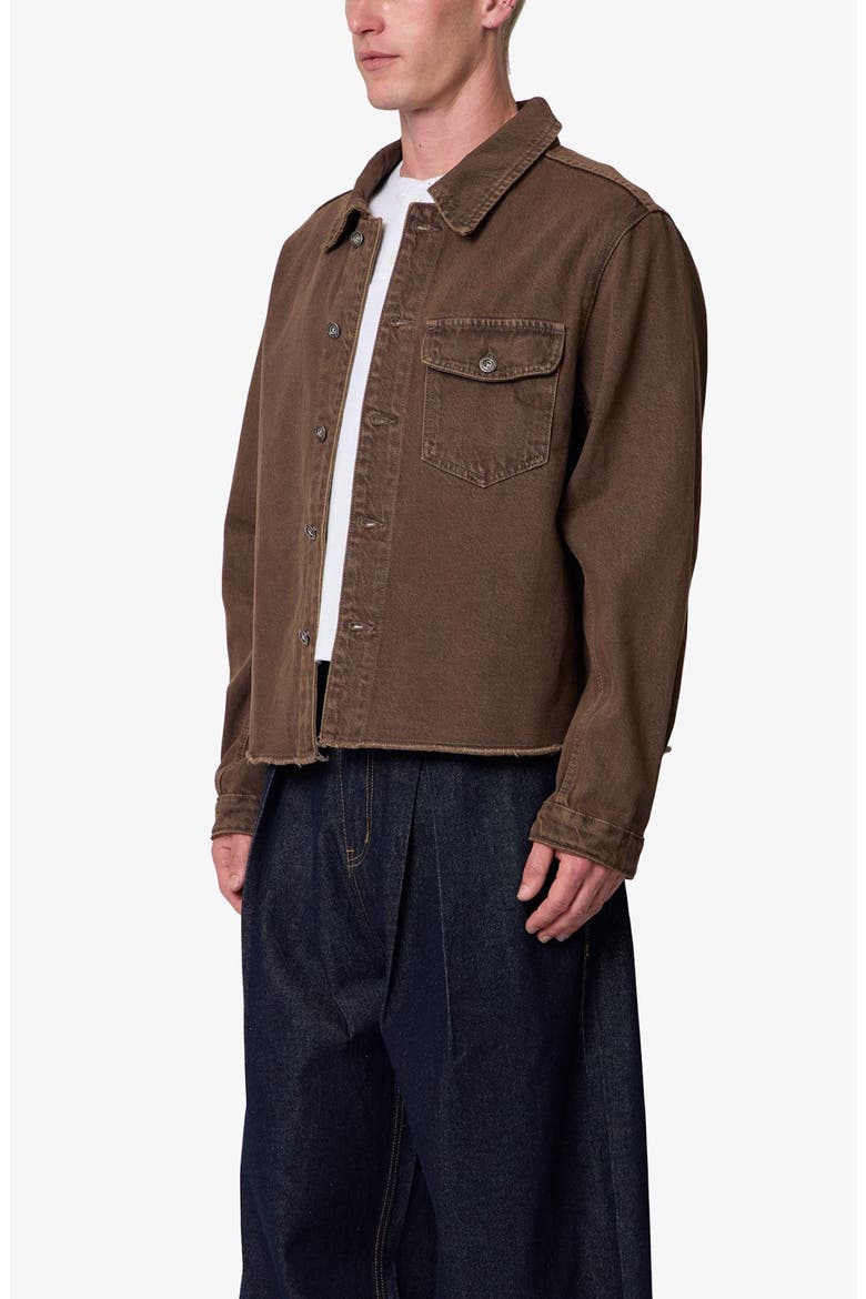 Raw Hem Denim Jacket, Alternate, color, WASHED BROWN