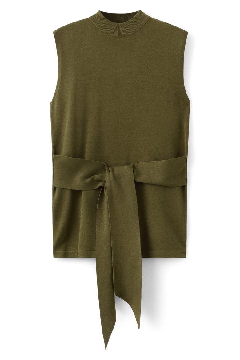 Belted Sleeveless Top, Alternate, color, KHAKI GREEN