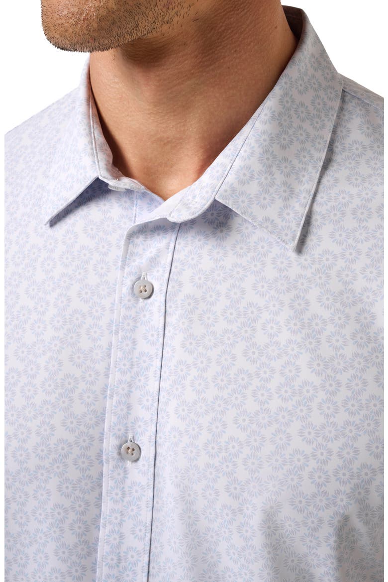 Techwoven Sunlight Floral Short Sleeve Performance Button-Up Shirt, Alternate, color, WHITE