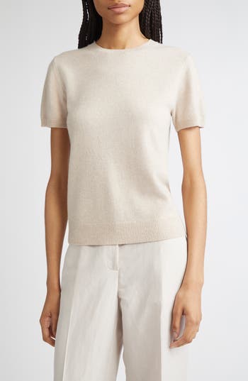 Vince Short Sleeve Wool & Cashmere Sweater In White