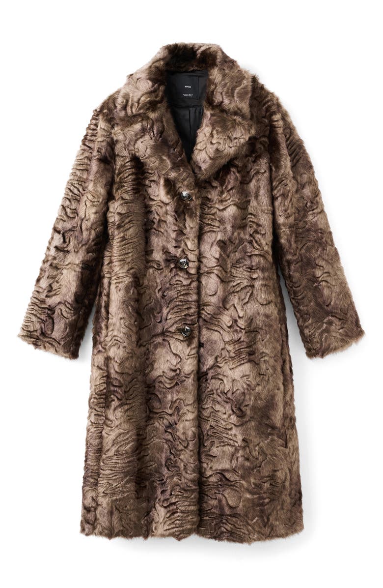 MANGO Textured Faux Fur Coat, Main, color, 