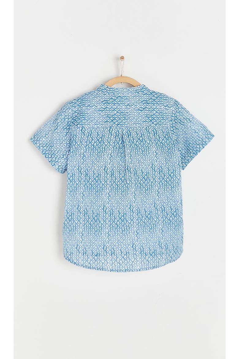 Afrika Mandarin Collar Short Sleeve Shirt, Main, color, PASTEL BLUE