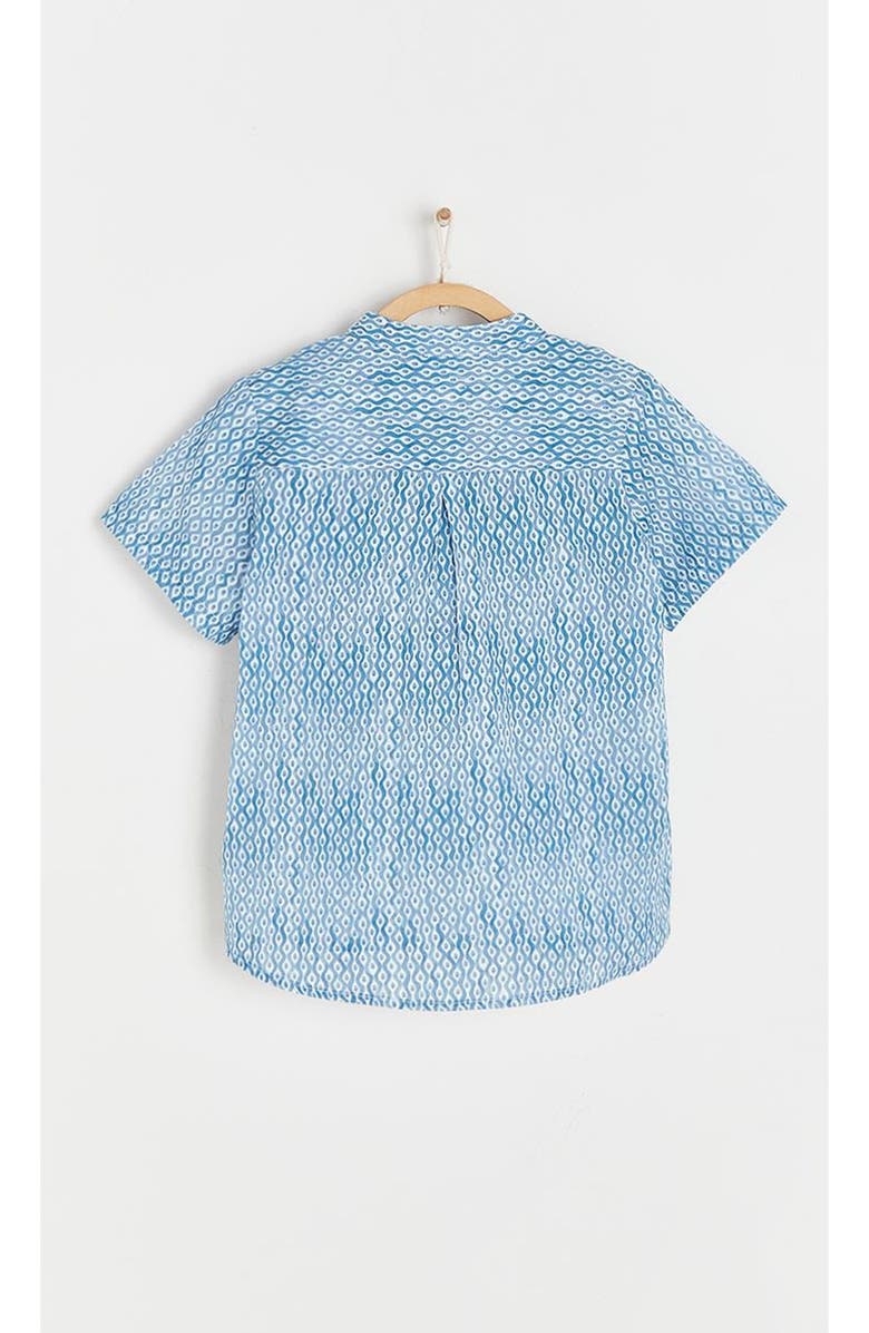 Babycottons Afrika Mandarin Collar Short Sleeve Shirt, Alternate, color, Pastel Blue