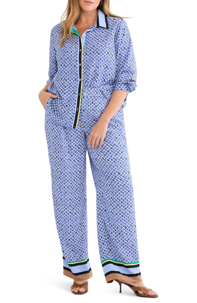 NIC+ZOE Lenox Mosaic Print Wide Leg Pants, Alternate, color, Blue Multi