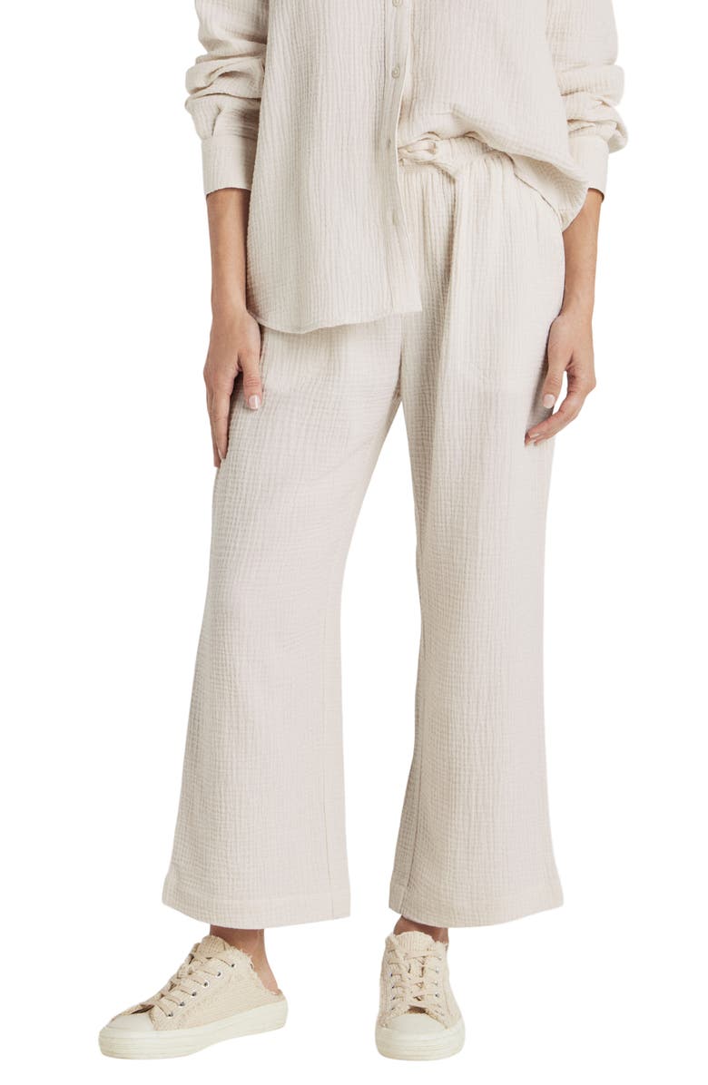 Splendid Adele Cotton Gauze Drawstring Pants, Main, color, White Sand