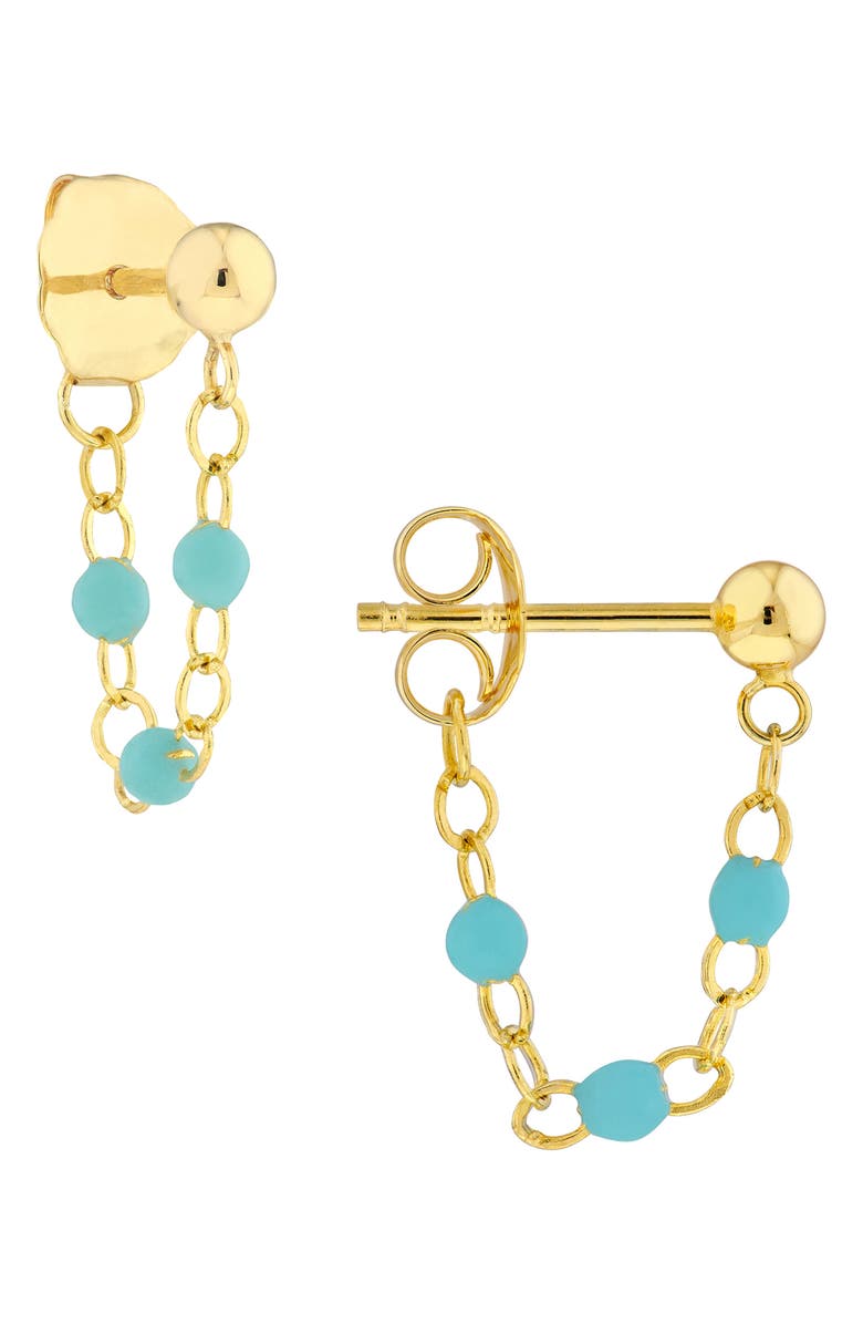 HAWLEY ST Piatto Mini Bead Front/Back Chain Earrings, Main, color, 