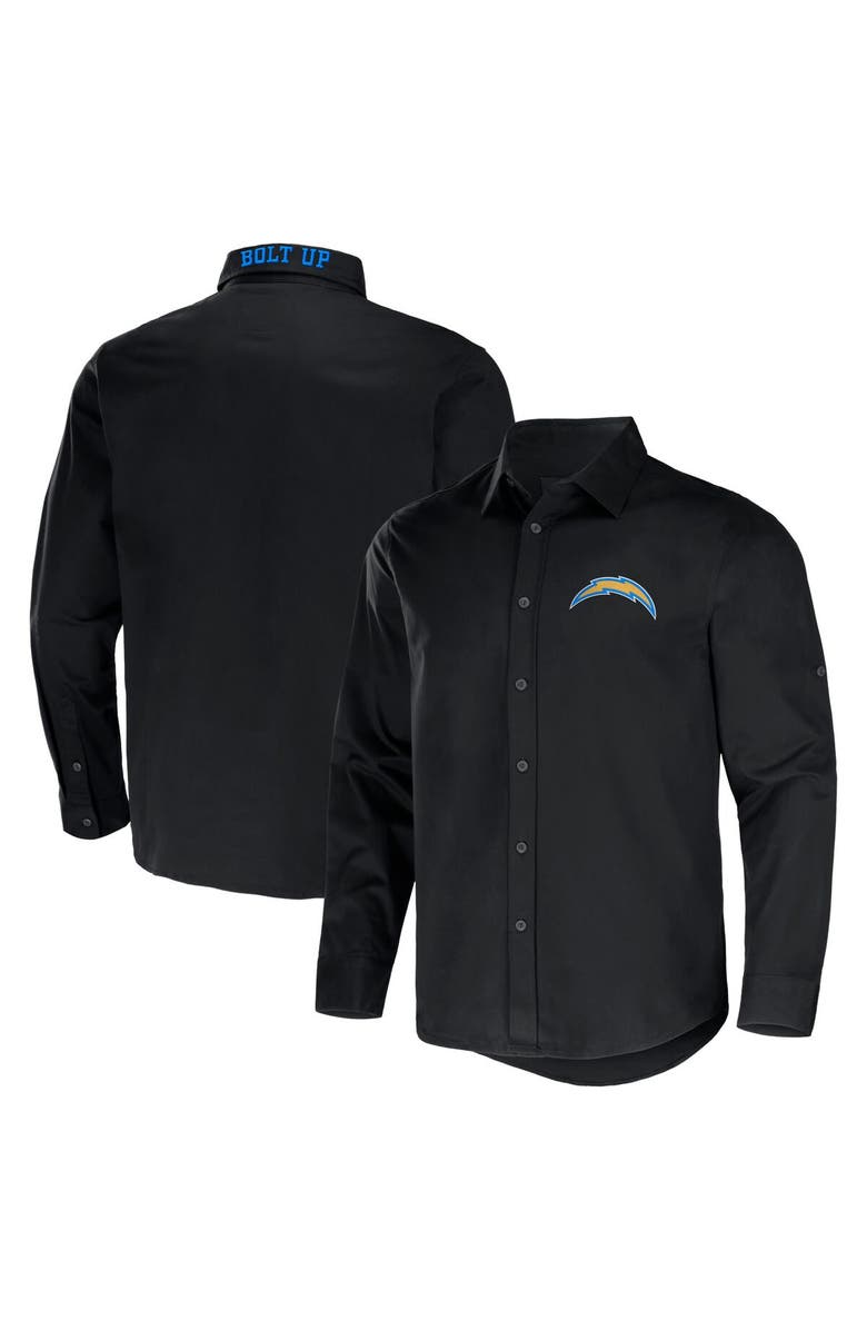 NFL X DARIUS RUCKER Men's NFL x Darius Rucker Collection by Fanatics Black Los Angeles Chargers Convertible Twill Long Sleeve Button-Up Shirt, Main, color, Black