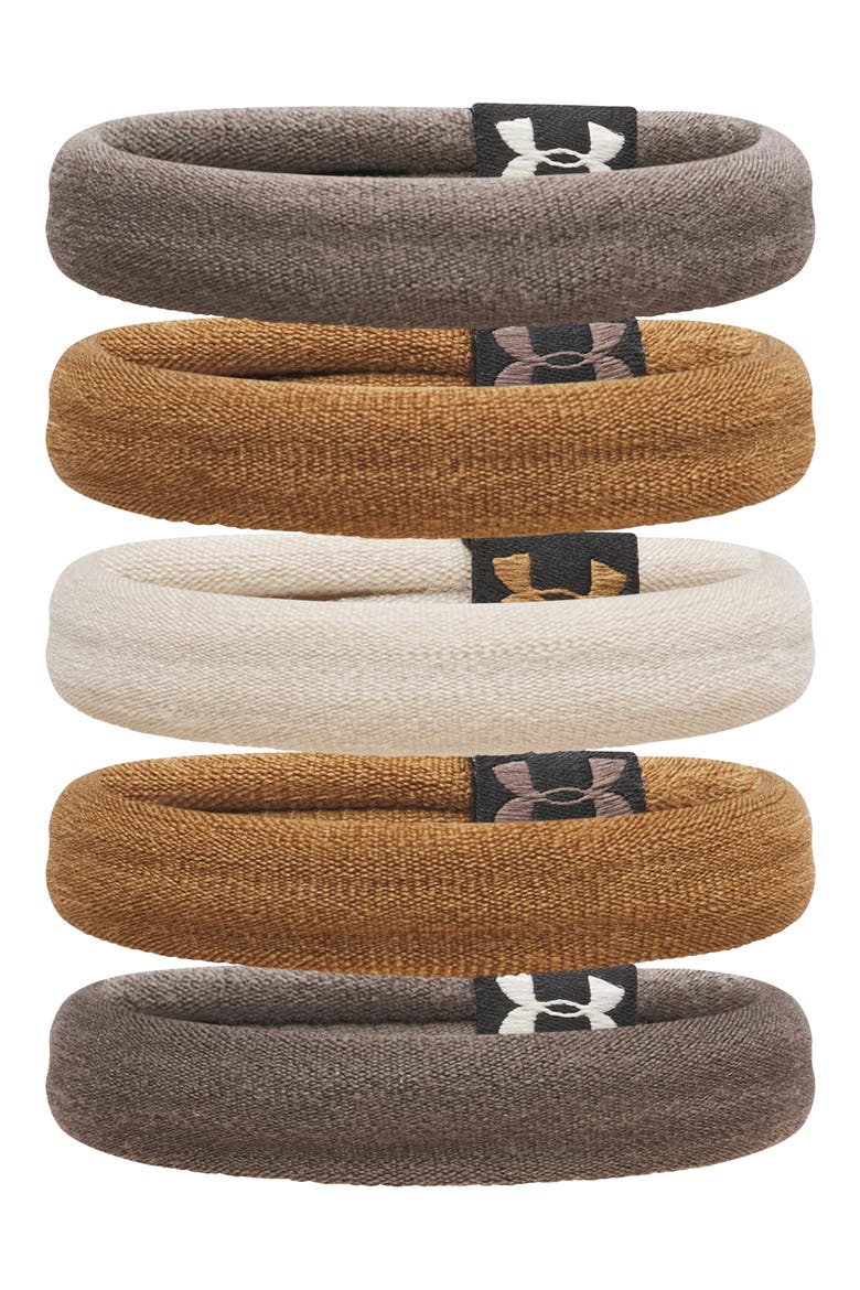 5-Pack Assorted Performance Hair Ties, Alternate, color, PEPPERCORN/KHAKI BASE