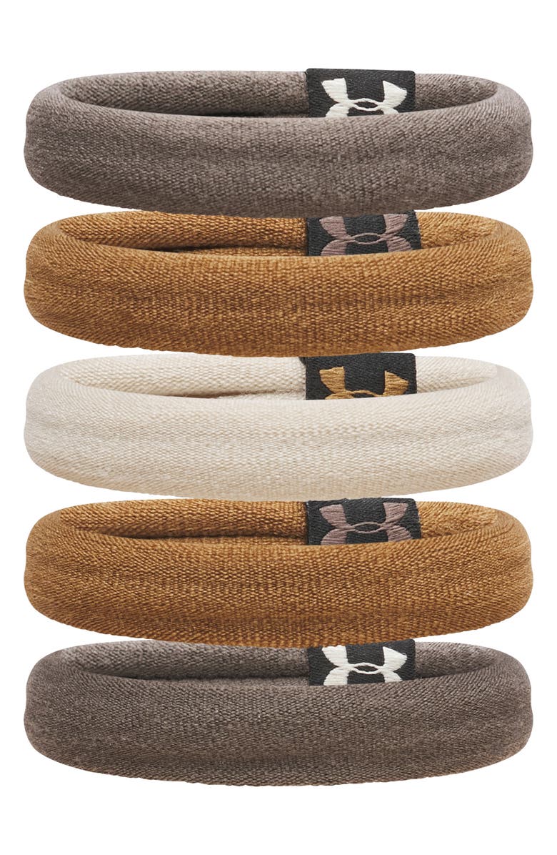 Under Armour 5-Pack Assorted Performance Hair Ties, Alternate, color, Peppercorn/Khaki Base